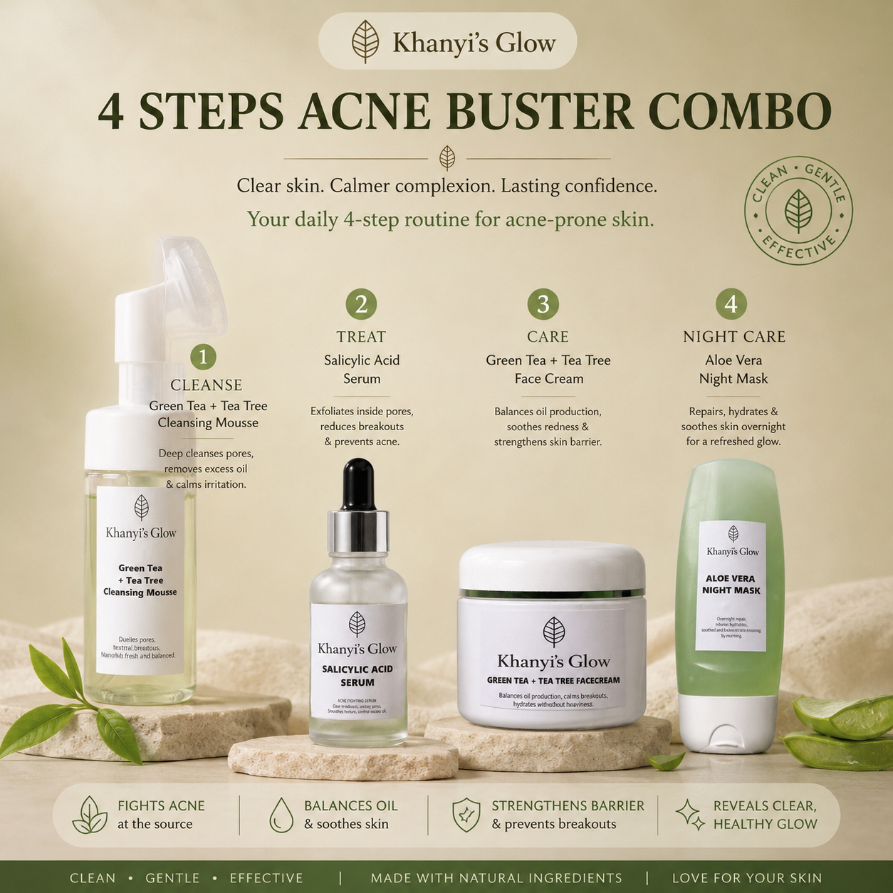 4 STEPS ACNE CLEAR ROUTINE
